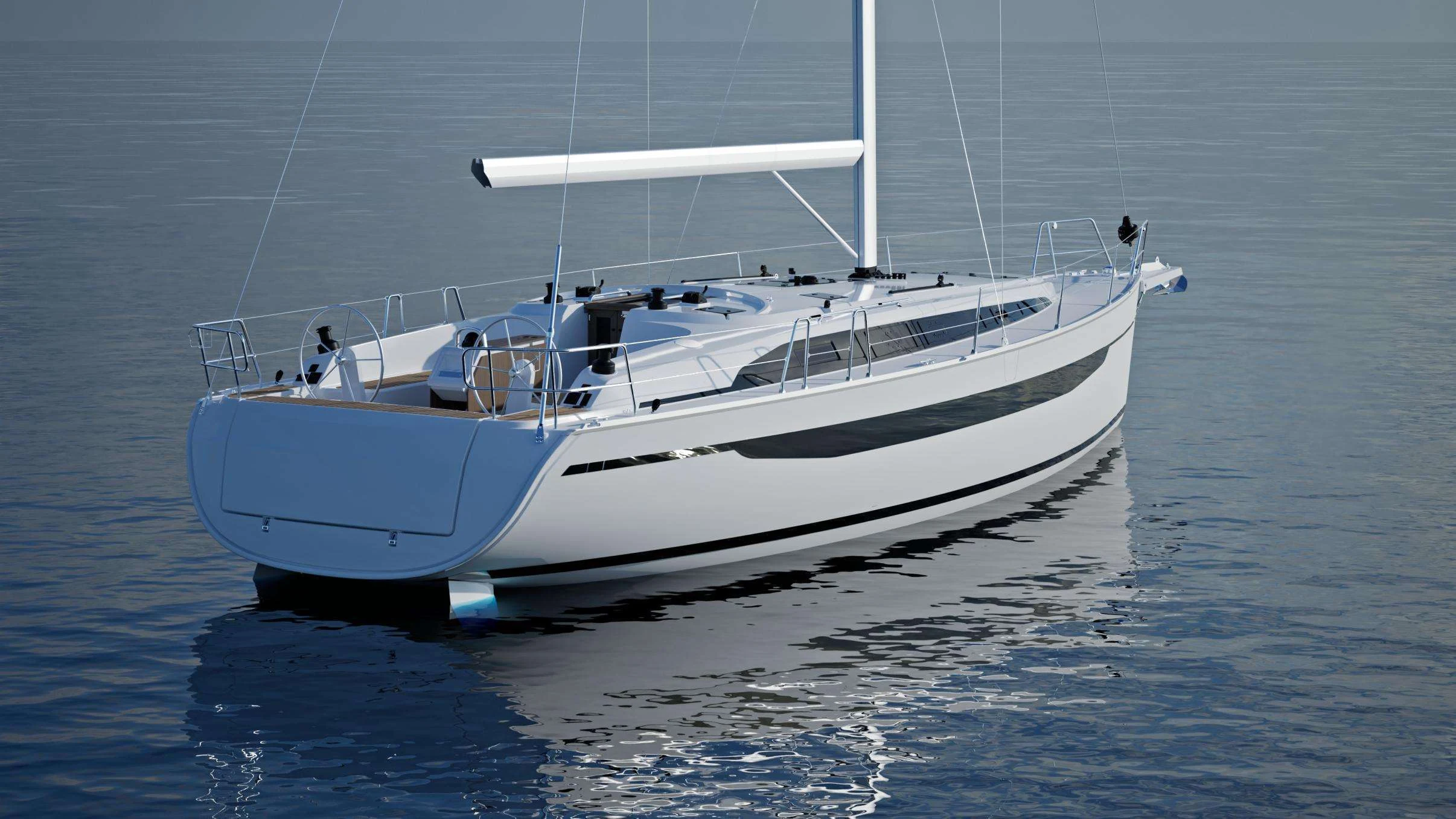 Bavaria Voyager 45 – Heckansicht (Render)