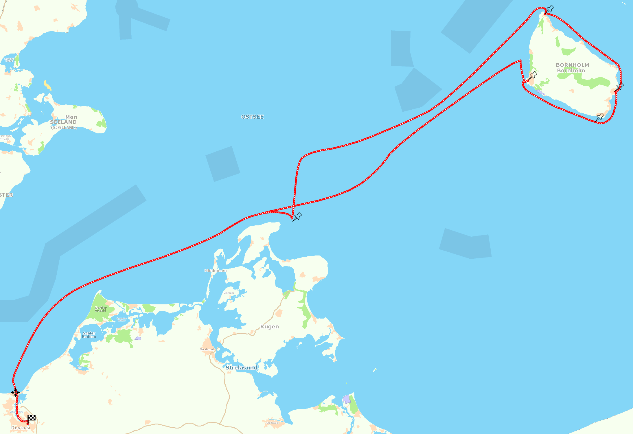 Routenkarte Hanse Sail Rostock
