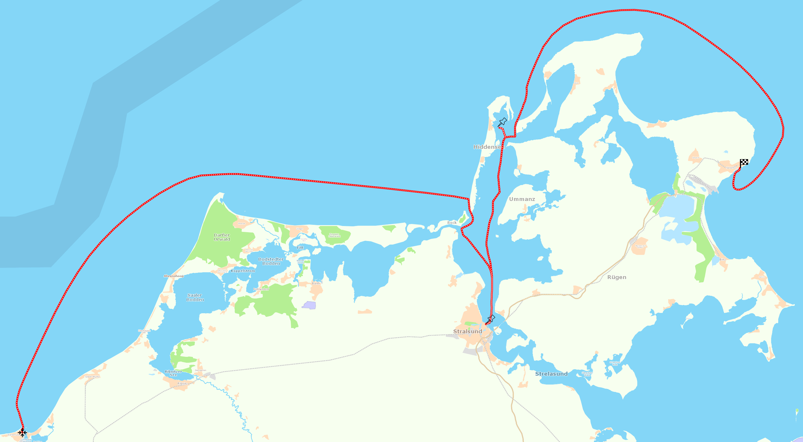 Routenkarte Rügen & Hiddensee